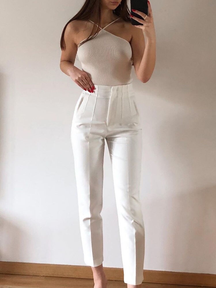 2023 Women Fashion Side Pockets Skinny Leggings Pant