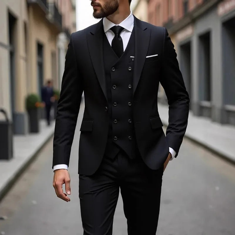 Single Breasted Men's Suit Formal Wear 3 Piece Set Four Seasons Traje Americana Hombre suit men traje amerimens suits 3 piece