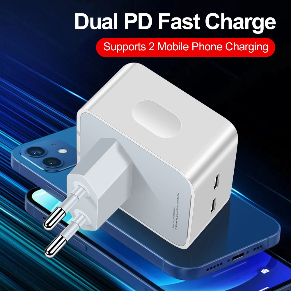 Dual PD USB Type-C Fast Charger For Smartphones