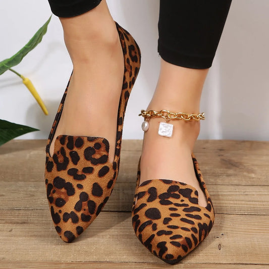 Loafers Flats Leopard Pointed Toe Casual Women Shoes New Comfortable Walking Mujer Zapatos:Wear-resisting