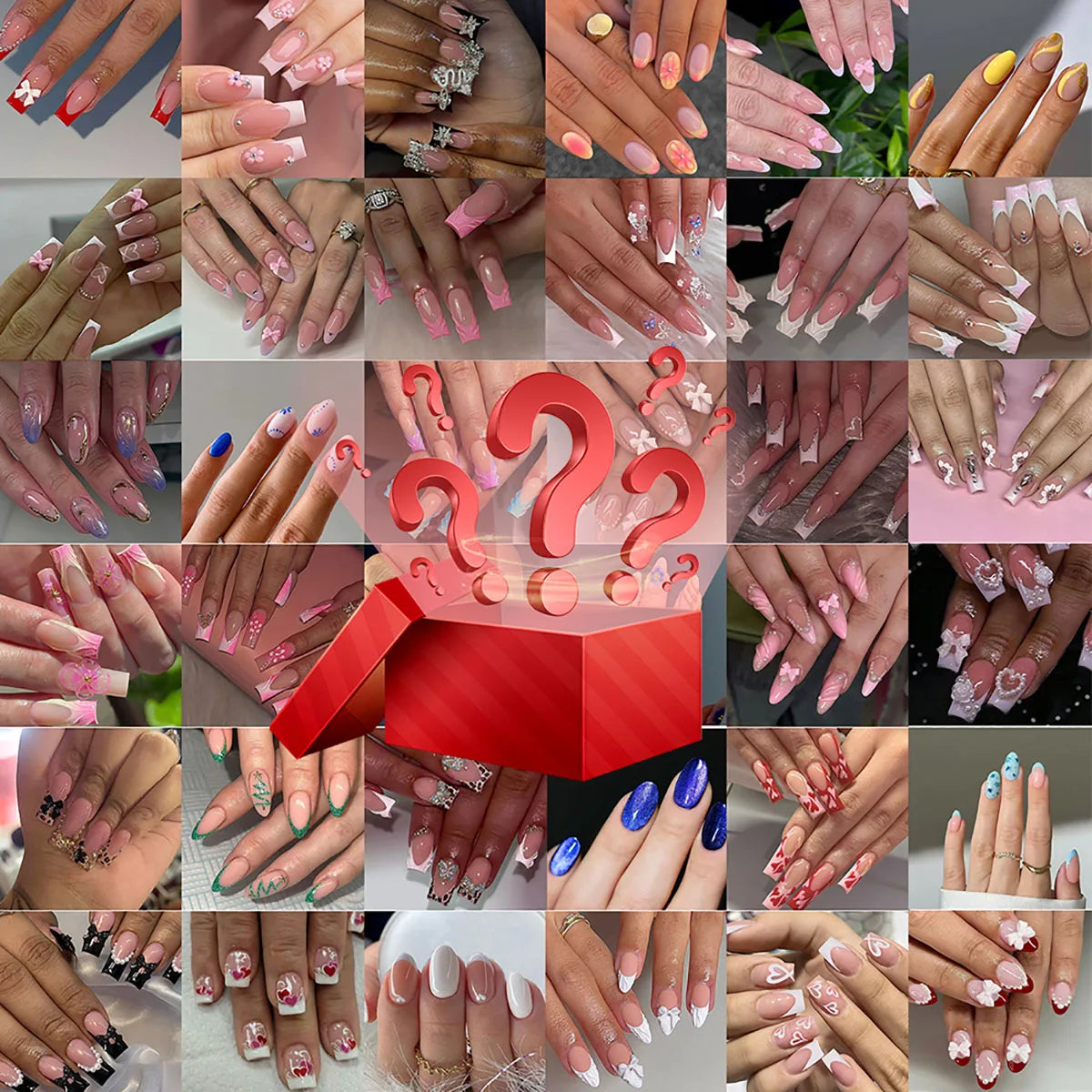 Surprise Box，96pcs（4 boxes） press on nails , Random delivery, multiple stylesNot limited to pictures, it has unlimited possibili