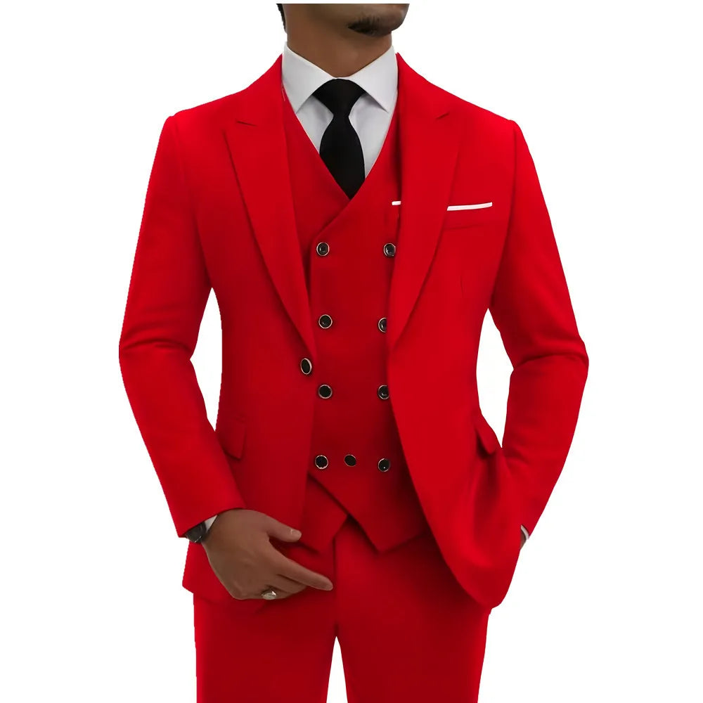 Single Breasted Men's Suit Formal Wear 3 Piece Set Four Seasons Traje Americana Hombre suit men traje amerimens suits 3 piece