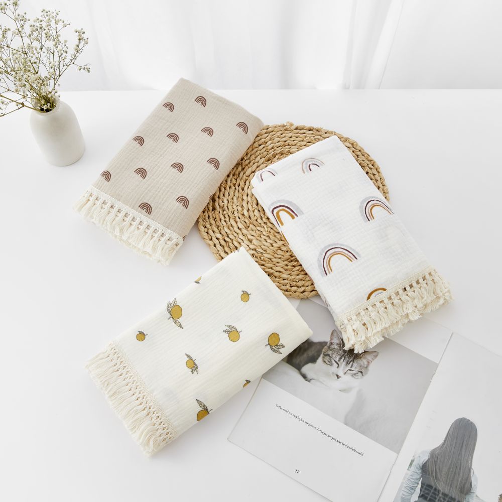 Newborn Fringe Double Layer Organic Baby Blankets