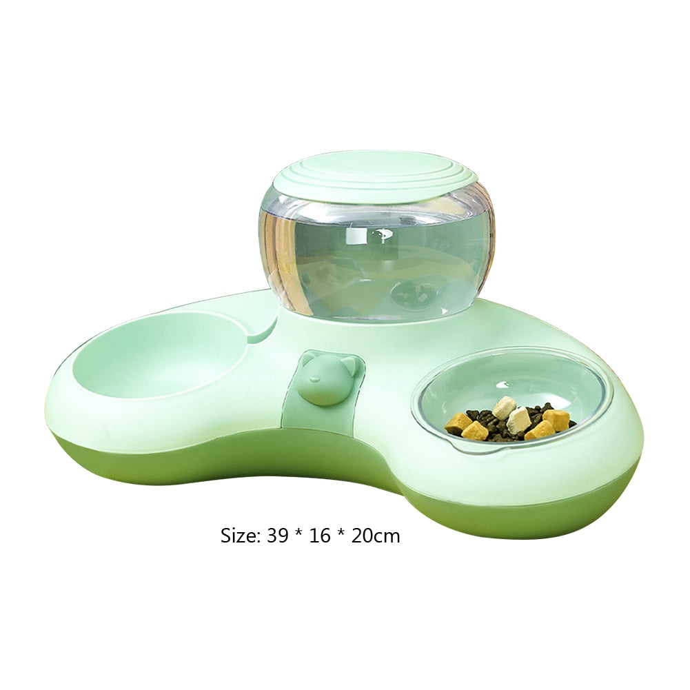 Automatic Dog Cat Food Bowl Feeder With Water Fountain For Cats