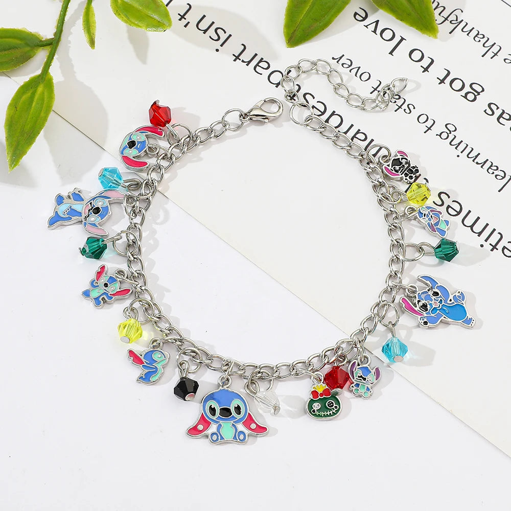 New Arrival Stitch Silver Plated Charm Bracelet For Women With Crystal Beads Pandents DIY Fashion Cute Jewelry