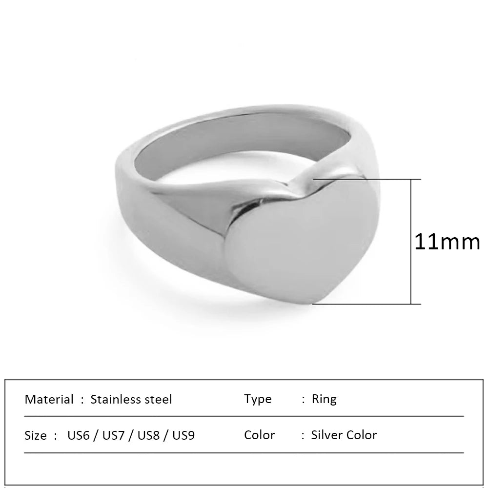 Waterproof Stainless Steel Ring for Women Non-fading Heart Ring Stylish Metal Rings Simple New Jewelry Wholesale Dropshipping