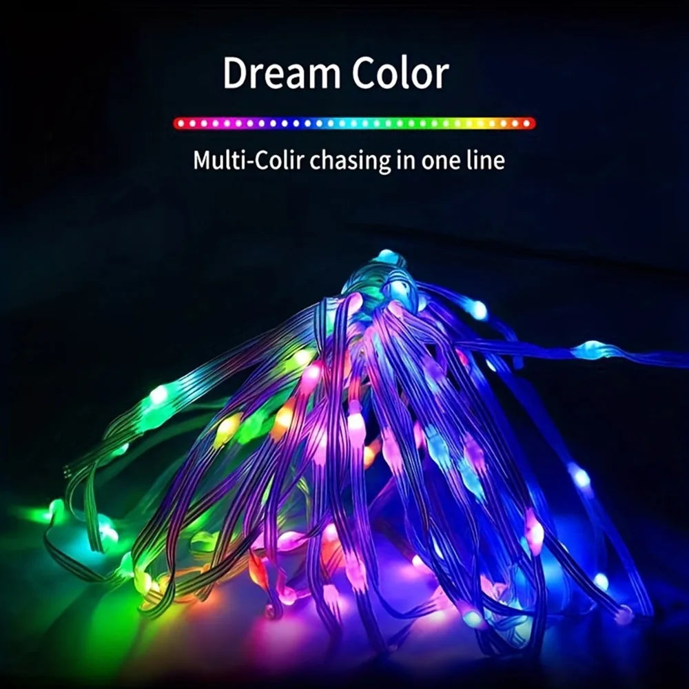 Smart IC LED String Light WS2812 Bluetooth Fairy Light Addressable USB 5V 20m 10m 5m Dreamcolor Music Sync Party Garland Decor