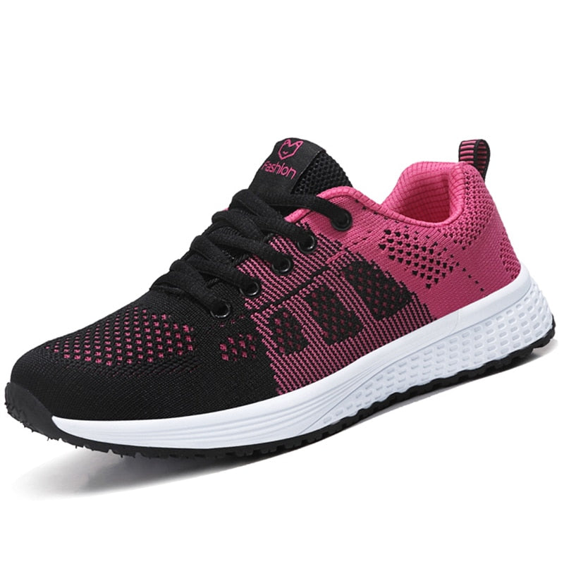 Women's Breathable Casual Walking Air-Mesh Lace Up Flat Shoes