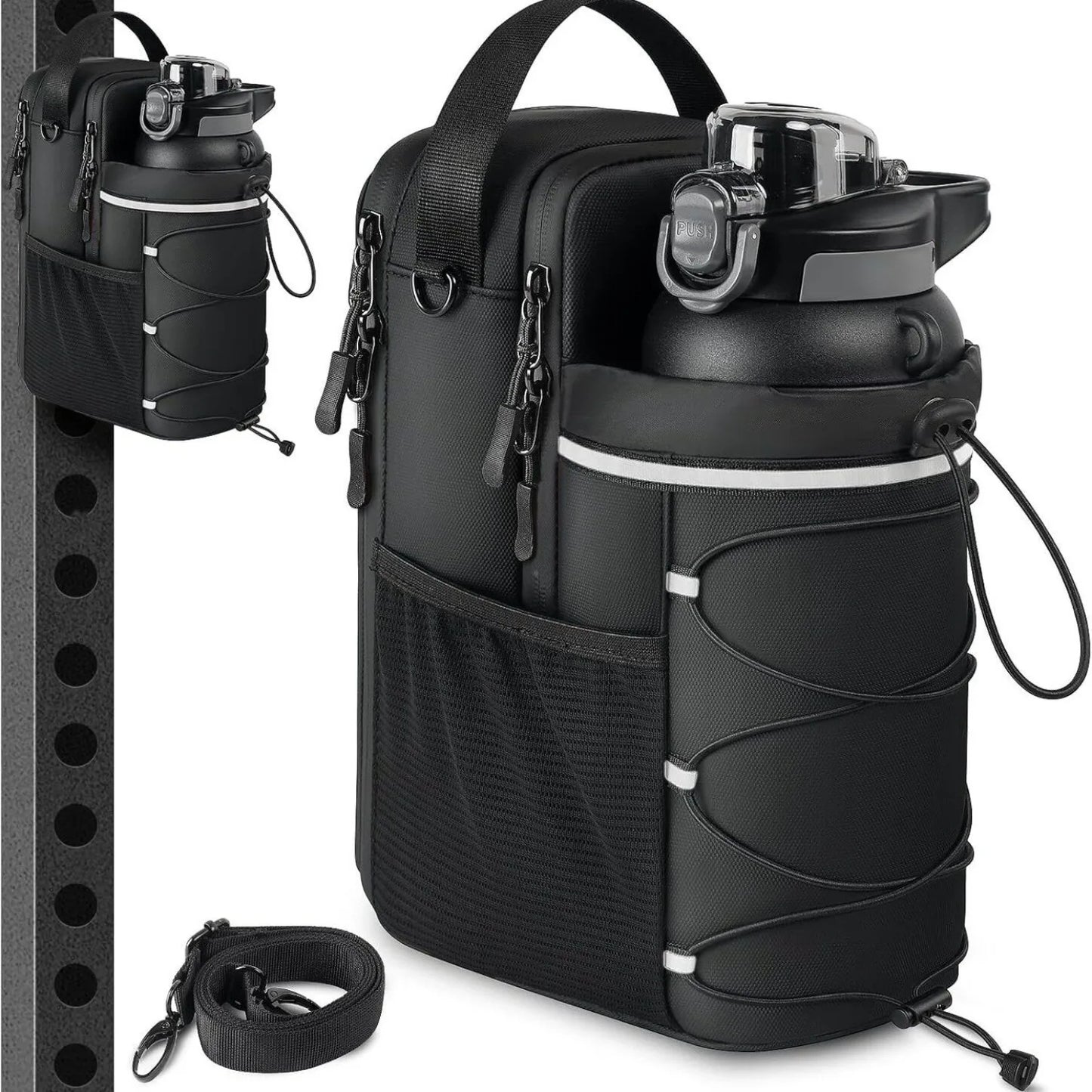 Magnetic Gym Bag for Men and Women – Sling Bottle with Magnetic Attachment | Water Bottle Holder, Gym Pouch, Crossbody Bag for T