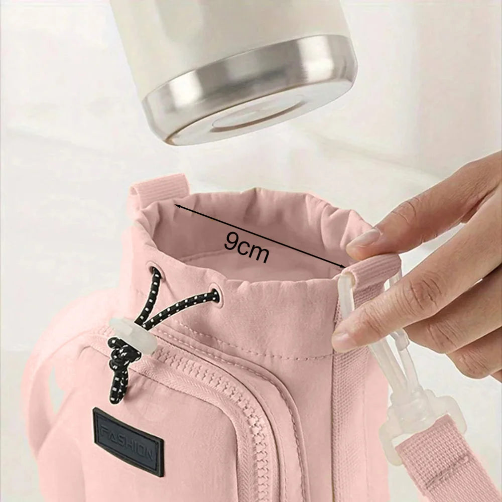 Outdoor Sports Water Bottle Bag with Adjustable Shoulder Strap and Phone Pocket Water Bottle Sleeve for Hiking Camping Gym