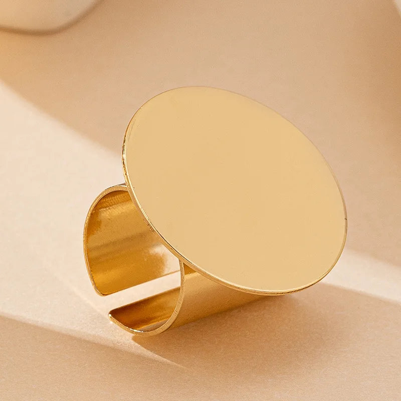 Geometric Disc Smooth Ring Retro Exaggeration Women Girls Product Fashion Jewelry Hot Sale Party Gift 2025 New Style