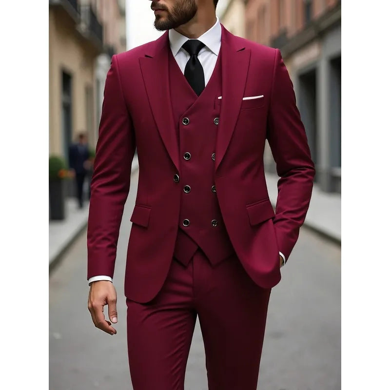 Single Breasted Men's Suit Formal Wear 3 Piece Set Four Seasons Traje Americana Hombre suit men traje amerimens suits 3 piece