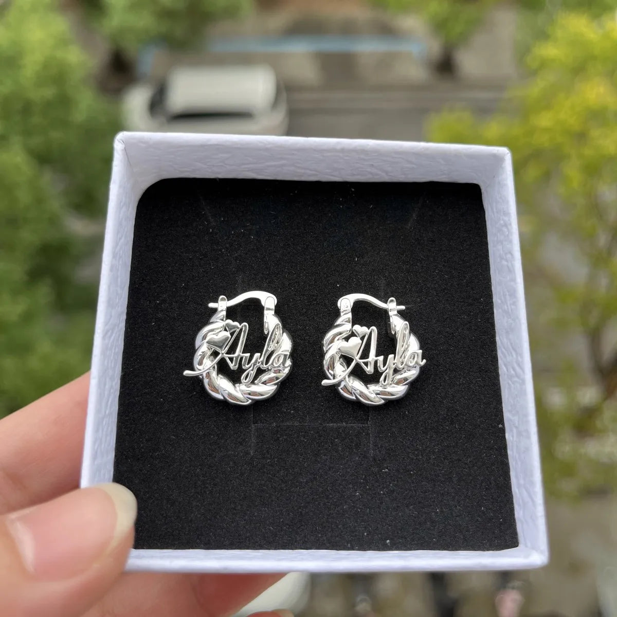 DUOYING Custom Name Earrings 18mm Personalized Twist Hoop Earring 2022 With Letters Anti-allergy For Women Girls Jewelry Gift