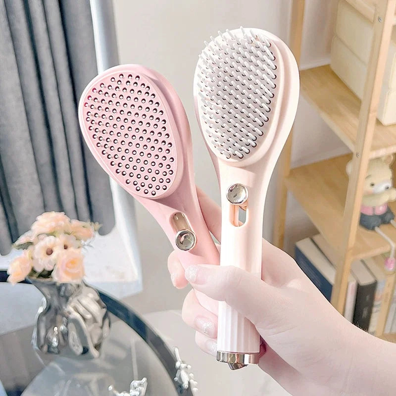 Self Cleaning Hair Brush for Women,Retractable Hairbrush Easy Clean,Anti Static Massage Brush,Rotary Telescopic Structure
