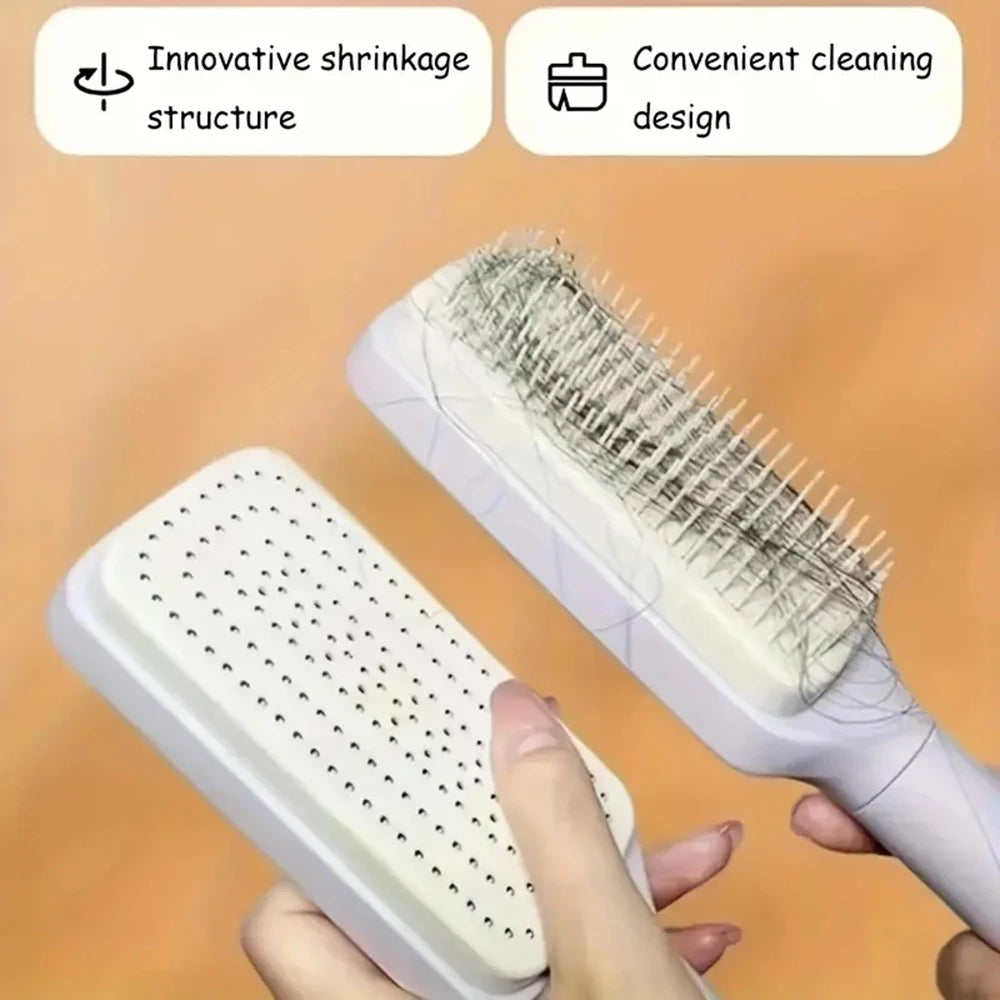 Rotatable Self Cleaning Hair Brush Massage Air Cushion Comb Magic Retractable Comb For Women Anti-static Hair Smoothing Comb