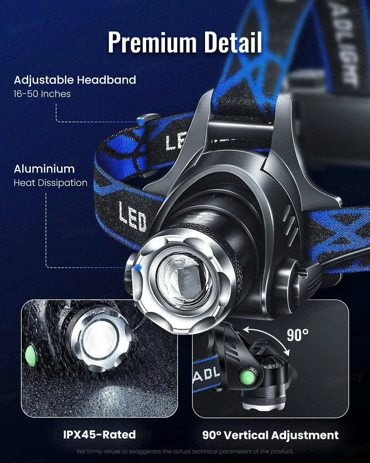 XIWANGFIRE T6 LED Headlamps Bright Heal Lamp18650 Long Endurance Lamp Rechargeable 3 Modes Torch Zoom Fishing Working Lantern