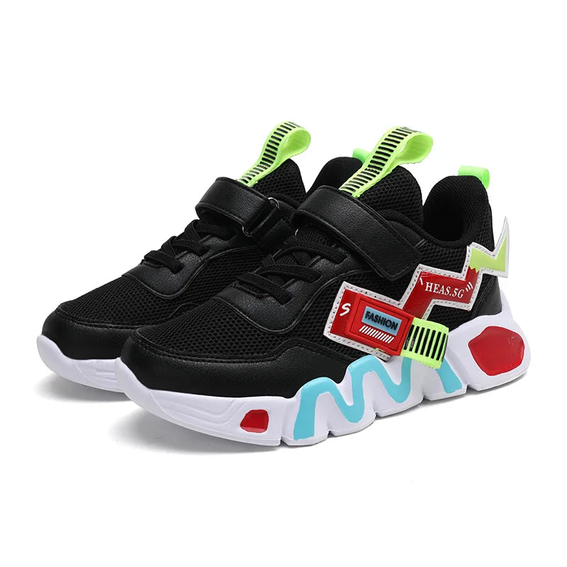 Cartoon Kids Boys Basketball Shoes Soft Sole Sneaker Outdoor Children Sports Running Shoes Non-slip Breathable Walking Sneaker