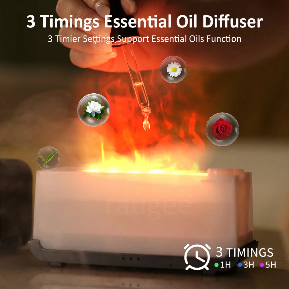 Aroma Diffuser Mini 7 Colorful Flame Air Humidifier Add Essential Oil Aromatherapy with Timing Setting for Home Bedroom Office
