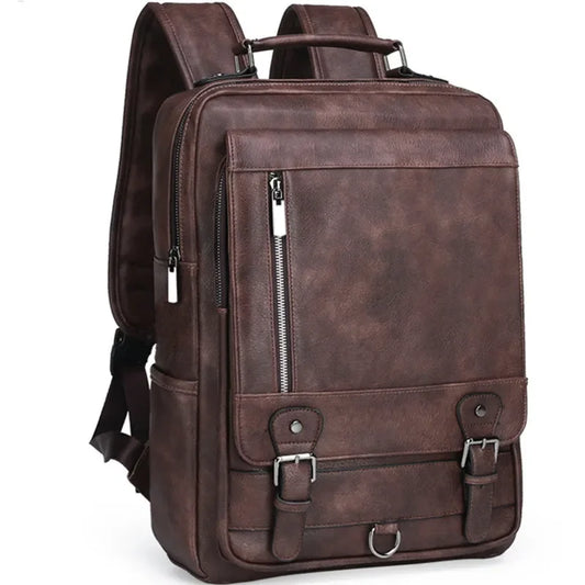 New Men's Fashion  Leather Men Backpack Business Male 15.6" Laptop Bag Daypacks Large Capacity Travel College School Bag