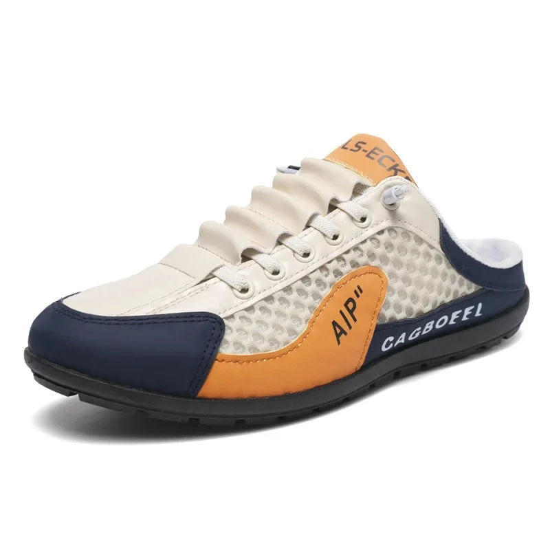 Men's Summer New Large Size Comfortable Half Support Fashionable Korean Style Breathable Popular Casual Shoes Mesh Lining