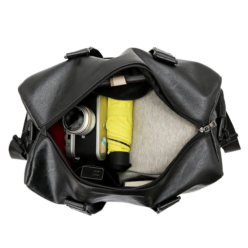 Large Capacity Waterproof Gym Duffel Bag with Wet/Dry Compartments, Black Travel & SportsBagwith AdjustableShoulderStrap, GymBag