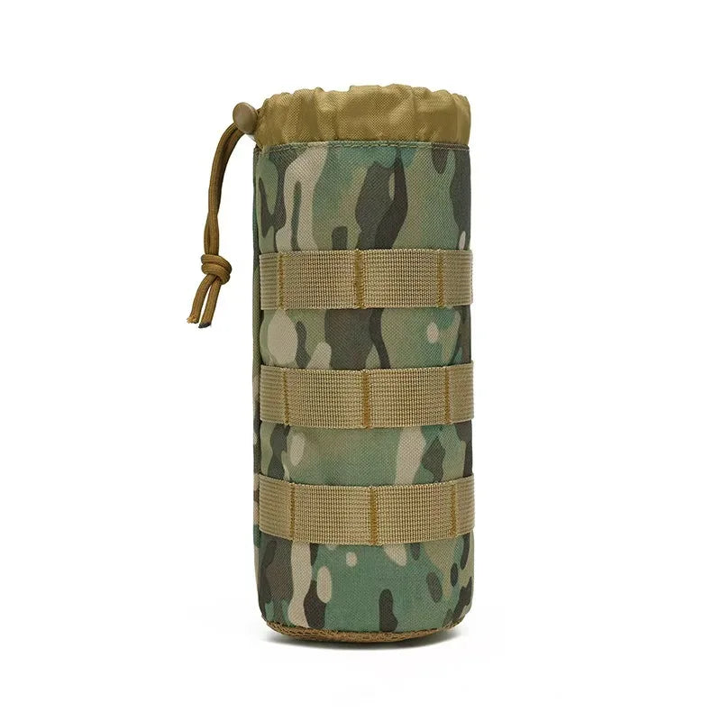 Upgraded Sports Water Bottles Pouch Bag, Tactical Drawstring Molle Water Bottle Holder, Travel Mesh Water Bottle Bag