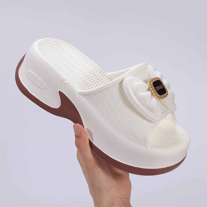 Eyriphy Size: 35-36 to 39-40 Women's Slippers Women High Heels Summer New Fashion Thick-soled Slippers Soft High-value Versatile