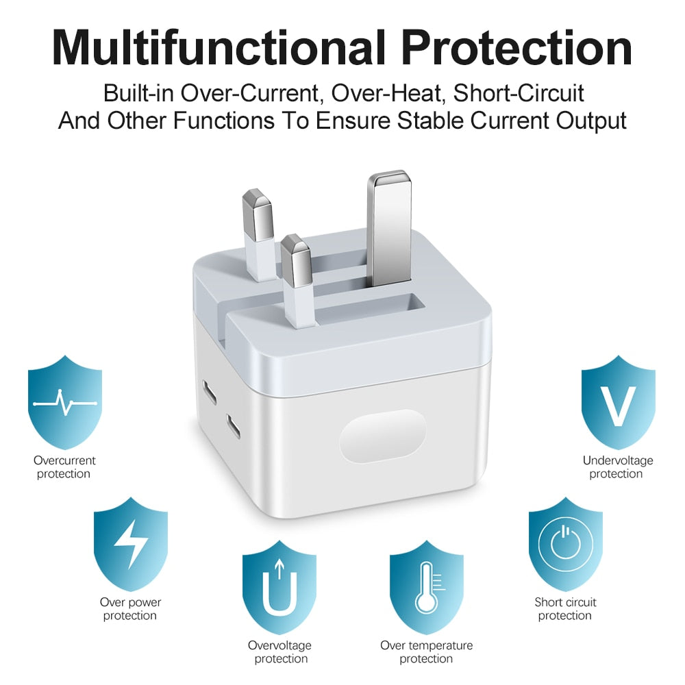 Dual PD USB Type-C Fast Charger For Smartphones