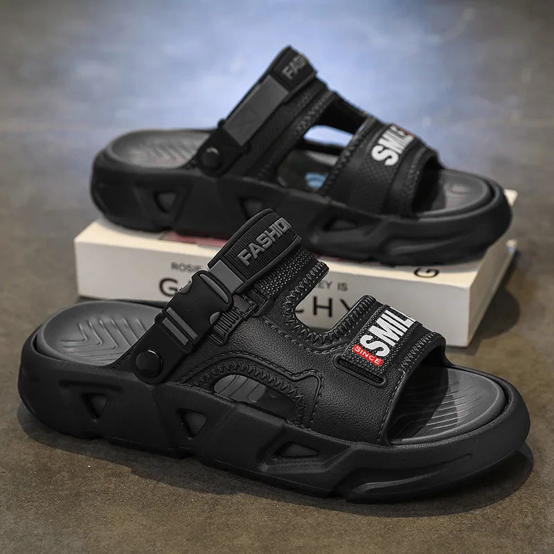 Men's Summer Outdoor Slip-Resistant Driving Dual-Purpose Beach Sandals Sports Slippers Large Size Slip-On EVA Material