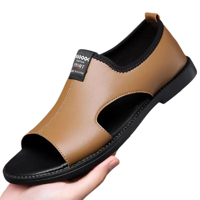 2025 Roman Sandals Summer new Men's Shoes Casual anti-skid driving leather shoes Breathable trendy soft soled Male sandals Homme