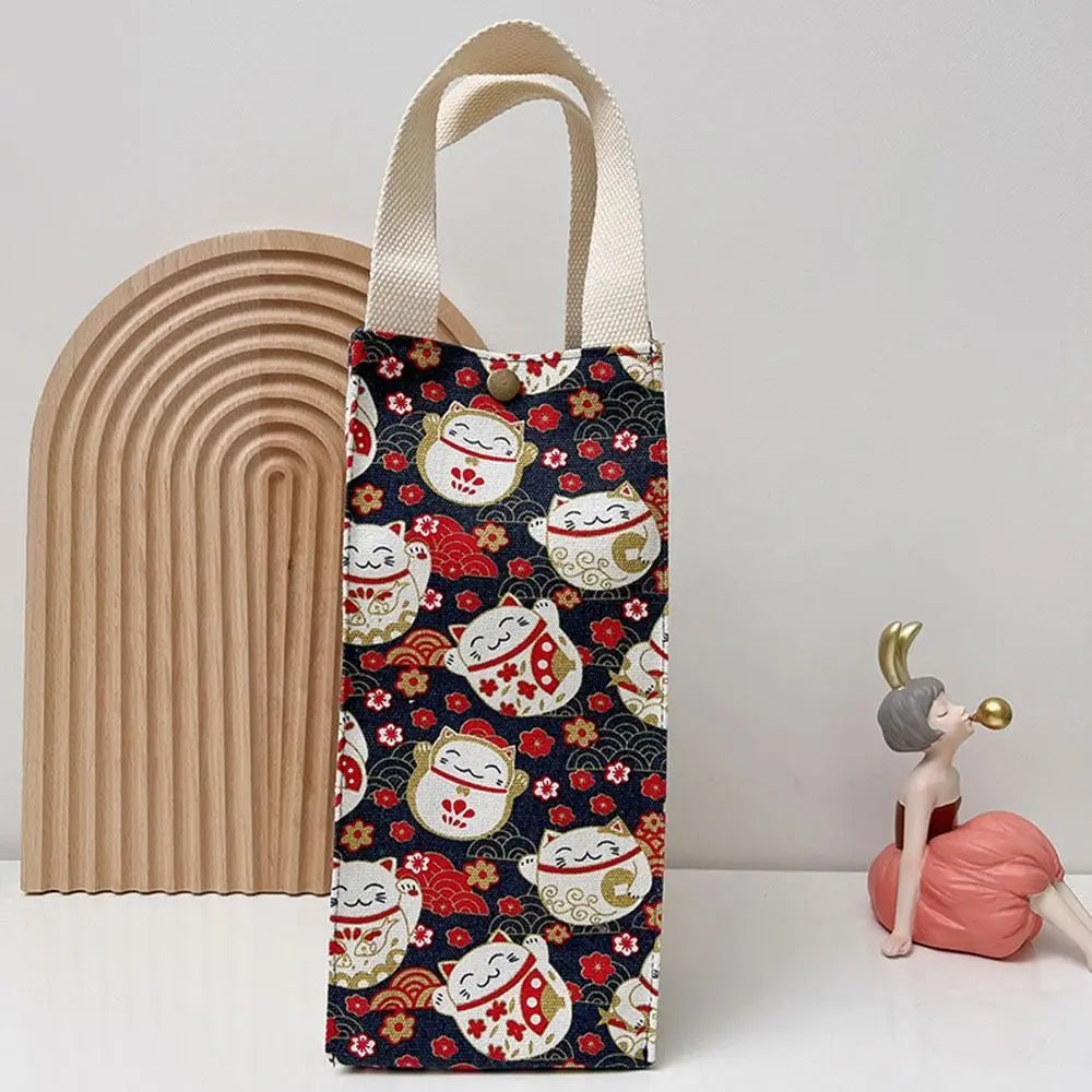 Water Bottle Canvas Storage Bags Milk Tea Cup Bags Tote Bag Portable Mug Holder Sleeve Aquaflask Beverage Bag Cup Sleeve