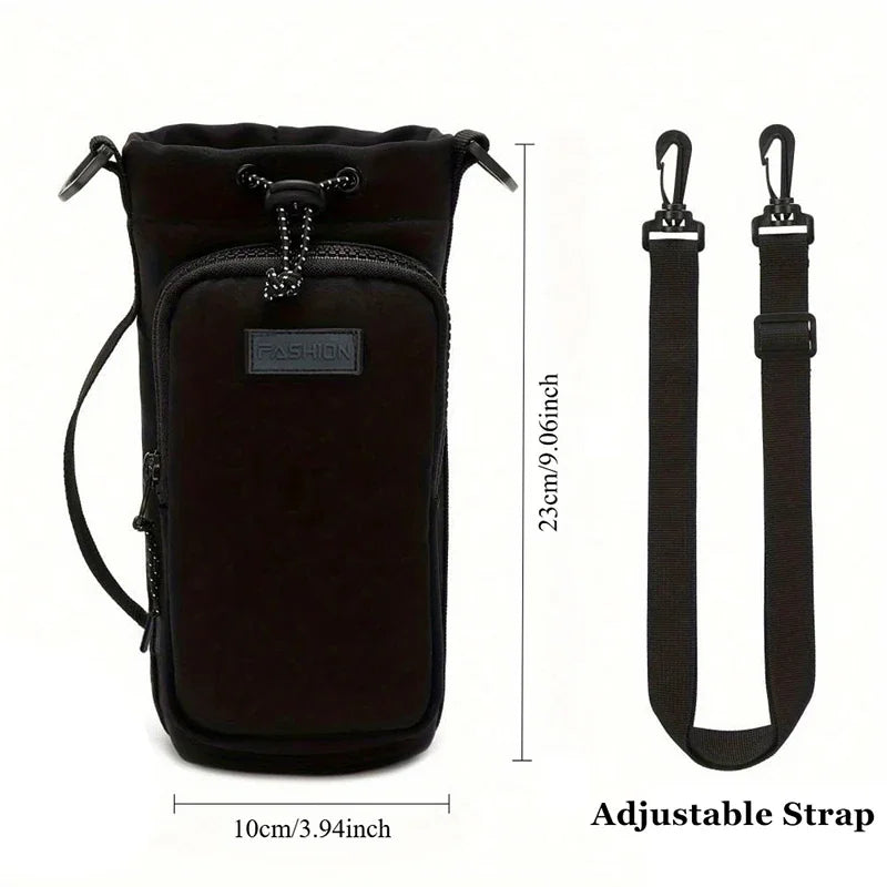 Portable Water Bottle Bag Outdoor Sports Phone Water Bottle Storage Bags Hiking Camping Travel Kettle Bag with Shoulder Straps