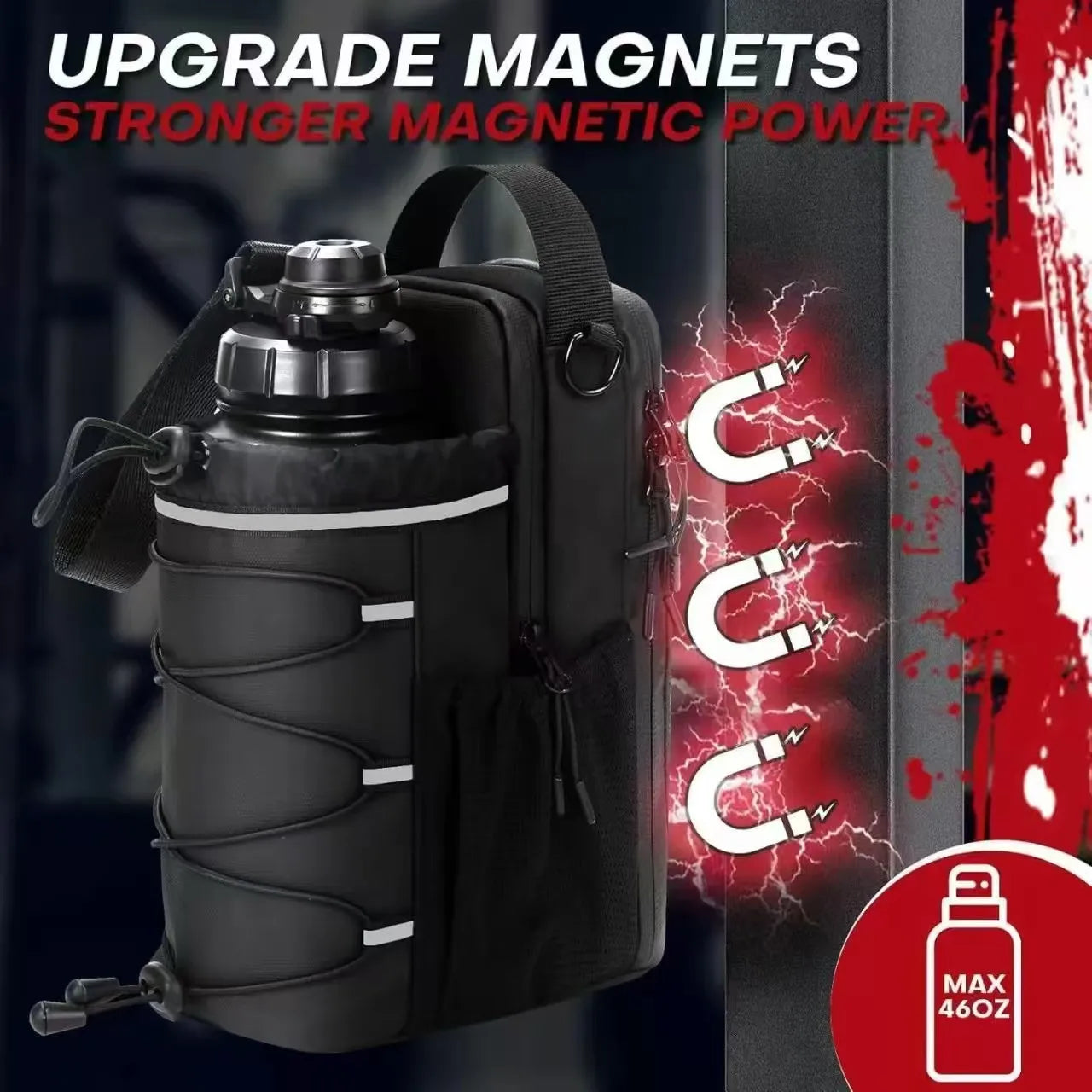Magnetic Water Bottle Sling Bag Adjustable Large Capacity Gym Bottle Bag Waterproof Convenience Crossbody Sports Bag Gym For Men