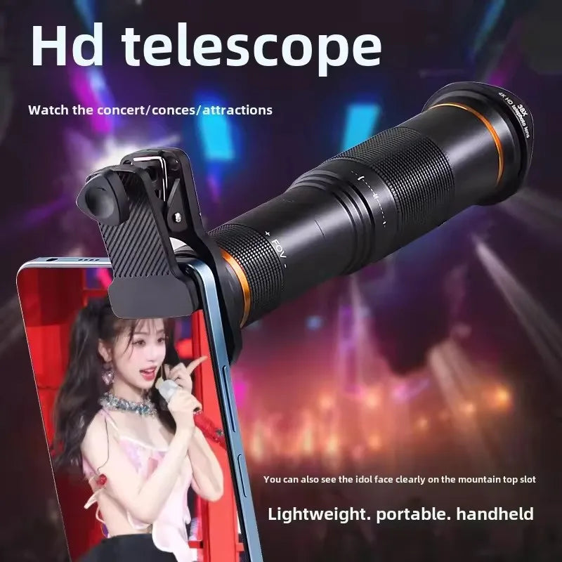 38X Mobile Phone Telephoto Lens 4k High Definition Telescope Outdoor Fishing Live Concert Universal Shooting Artifact