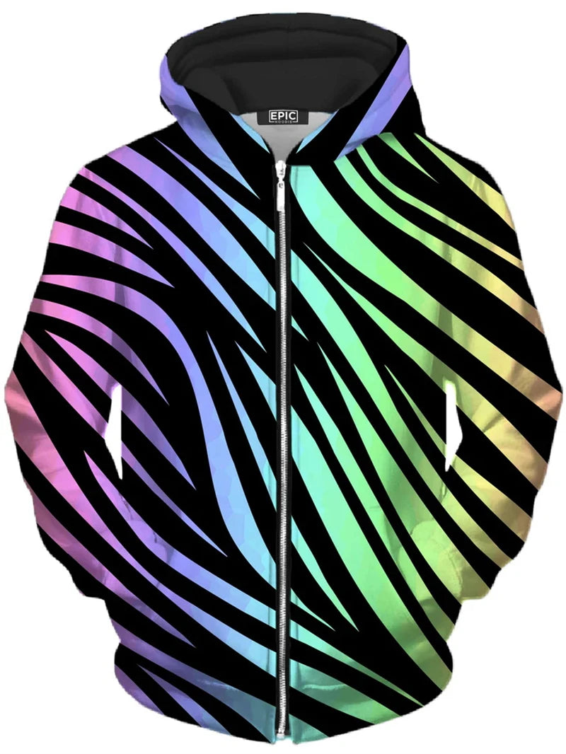 3d Print Casual Zip Up Hoodies Men Long Sleeve Animal Stripes Hip Hop Sweatshirt Autumn Streetwear Pattern Oversize Outdoor Coat