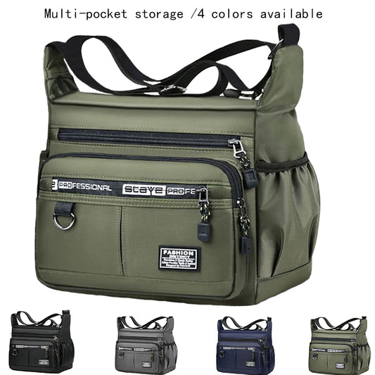 Men's Business Crossbody Bag with Multi-Layered Pockets Adjustable Shoulder Strap for Work Travel