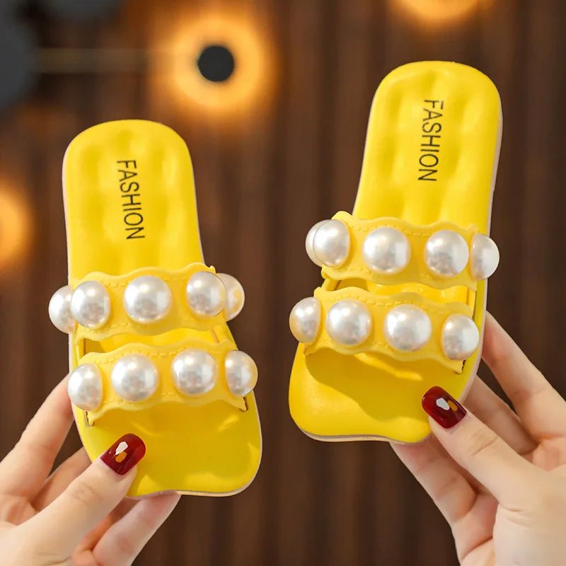 2026Summer Children's Slippers Girls Princess Non-slip Soft Sole Slippers Toddler Girl Shoes Bow Tie Slippers Flip Flops Outdoor