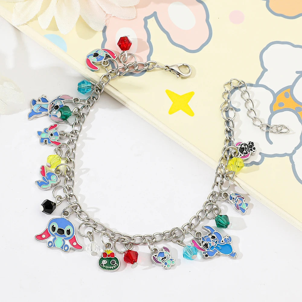 New Arrival Stitch Silver Plated Charm Bracelet For Women With Crystal Beads Pandents DIY Fashion Cute Jewelry