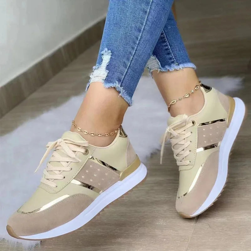 Sneakers Women Platform Shoe Leather Patchwork Female Casual Sport Ladies Outdoor Running Vulcanized Spring Autumn Winter Fallow