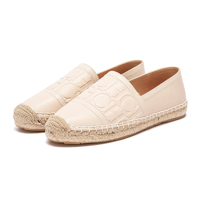 CHCH Women's Beach Shoes 2025 New Anti slip Handmade Hemp Bottom Flat Shoes Mommy Gift Casual Shoes