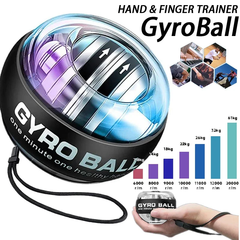 Wrist Trainer Ball Auto-Start Wrist Strengthener Gyroscopic Exerciser Gyro Ball for Strengthen Arms Fingers Wrist Bones Muscles