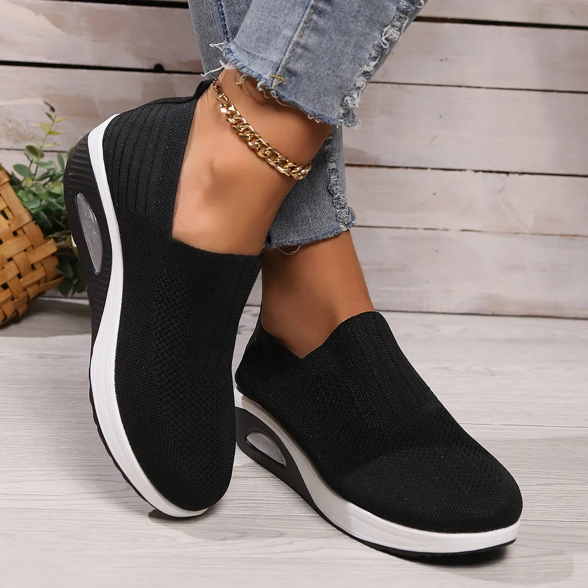 Women Walking Shoes Air Cushion Non Slip Orthopedic Shoes Ladies Platform Mules Breathable Wedge Female Sneakers 2025