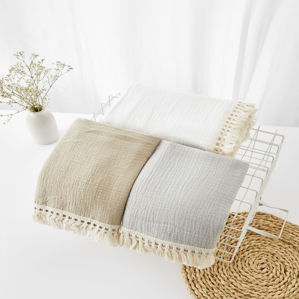 Newborn Fringe Double Layer Organic Baby Blankets