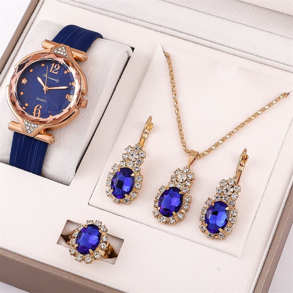 New 5pcs Fashion And Leisure Quartz Watch Set For Women