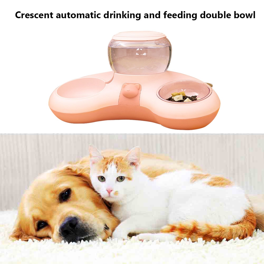 Automatic Dog Cat Food Bowl Feeder With Water Fountain For Cats