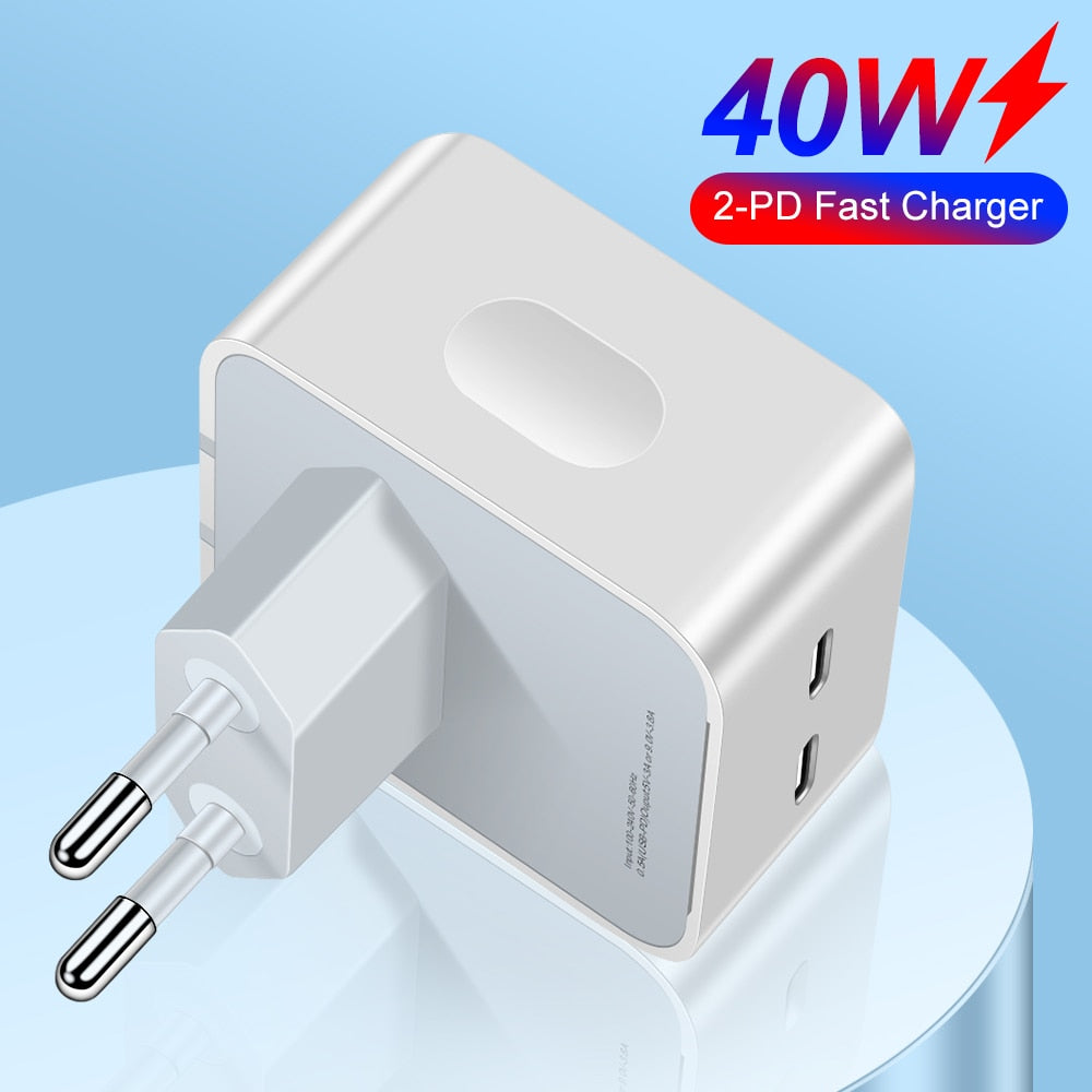 Dual PD USB Type-C Fast Charger For Smartphones