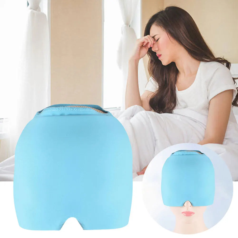 Gel Ice Headache Migraine Relief Hat Cold Compress Therapy Cap Ice Head Wrap Pack Eye Mask For Pressure Relieve Pain Ice Hat