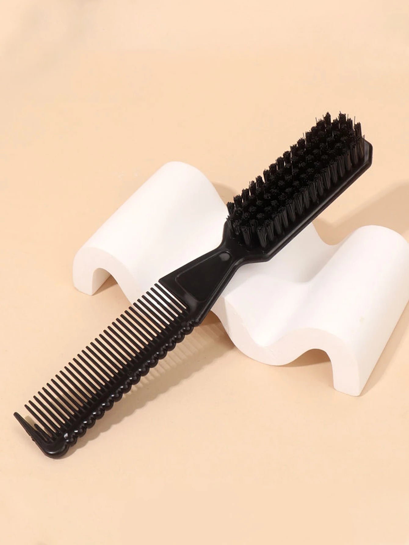 double-sided comb brush wave shaped comb professional mustache comb brush hairdresser cleaning brush Special for real hair wigs