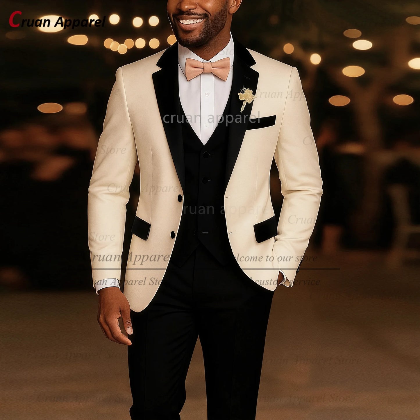 High Quality Suit Sets For Men Wedding Banquet Custom Groomsman Elegant Outfits Evening Dinner Male Blazer Vest Pants 3 Pieces
