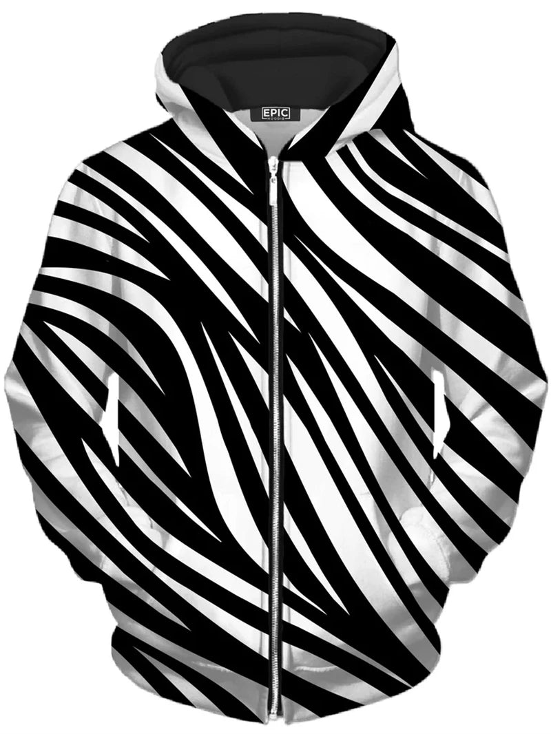 3d Print Casual Zip Up Hoodies Men Long Sleeve Animal Stripes Hip Hop Sweatshirt Autumn Streetwear Pattern Oversize Outdoor Coat